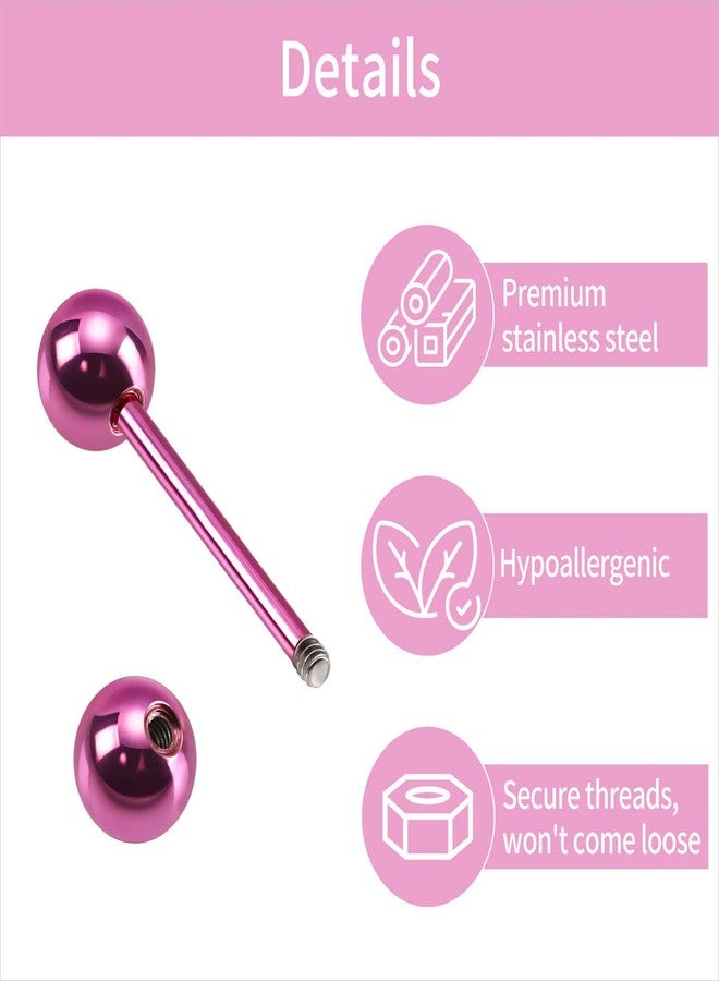 Hufopik 23pcs 14G Mix-Color Stainless Steel Straight Barbell Tongue Rings Bars Piercing 5/8" Length Acrylic Flexible Retainer Body Jewelry For Women Men - Image 4